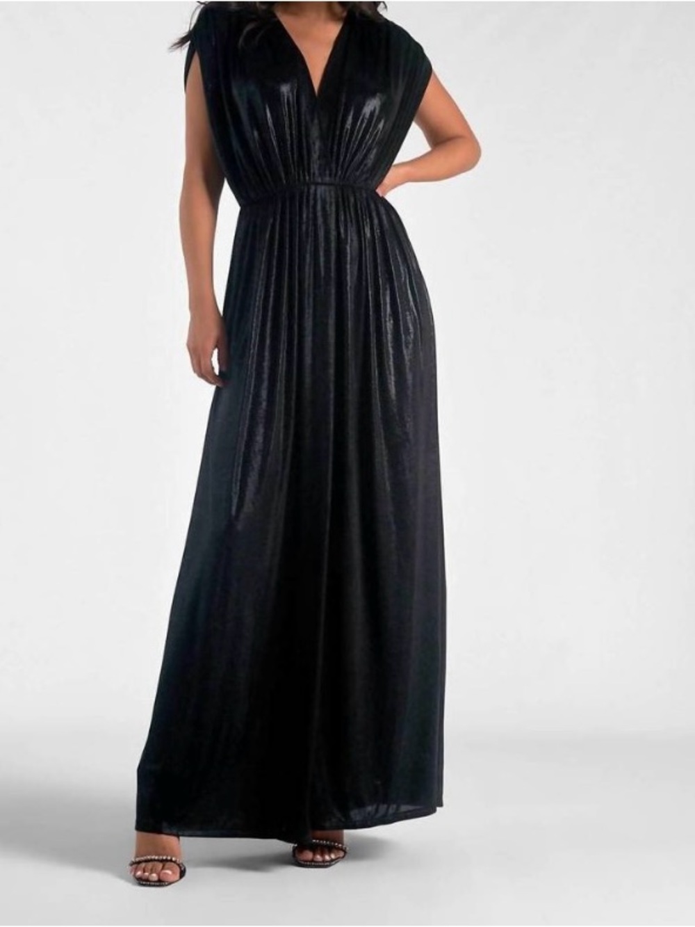 ELAN gatsby maxi dress in black size small wedding party classic beauty